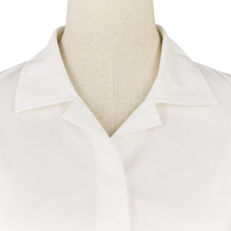 21ss Hermes Fixed Wing Cotton Roll Up Blouse Shirt 40 White Women's Used