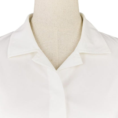 21ss Hermes Fixed Wing Cotton Roll Up Blouse Shirt 40 White Women's Used