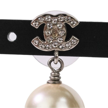 Good 16v Chanel Faux Pearl and Rhinestone Coco Mark Stud Earrings White Silver