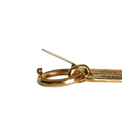 Chanel Cambon Logo Plate Pin Brooch Accessory Gold Color Ladies Used