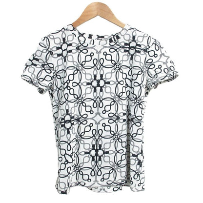 Good Hermes Cordriere Print Short Sleeve Micro T-Shirt Size 38 White Women's