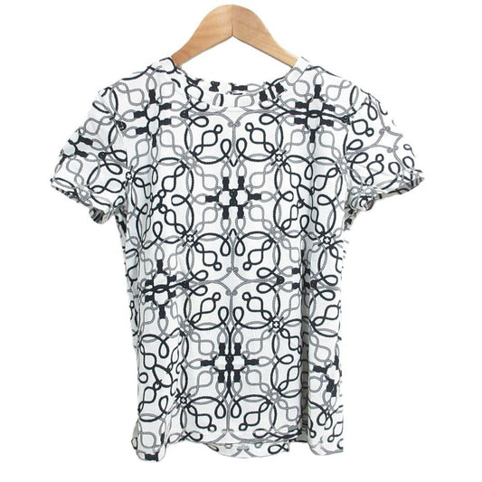 Good Hermes Cordriere Print Short Sleeve Micro T-Shirt Size 38 White Women's