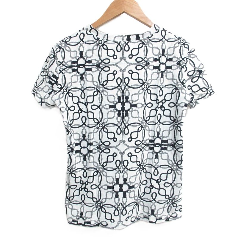 Good Hermes Cordriere Print Short Sleeve Micro T-Shirt Size 38 White Women's