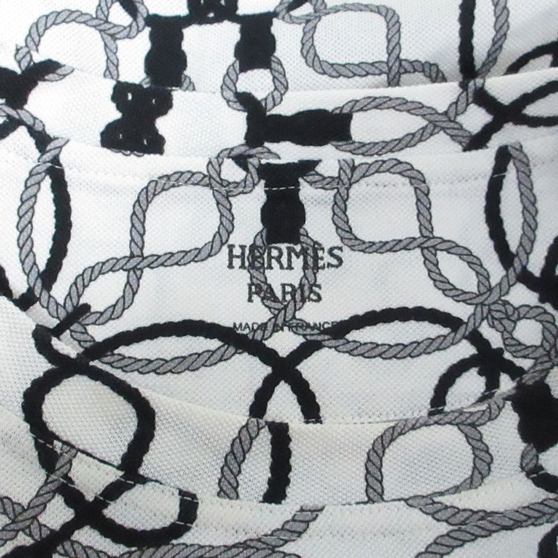 Good Hermes Cordriere Print Short Sleeve Micro T-Shirt Size 38 White Women's