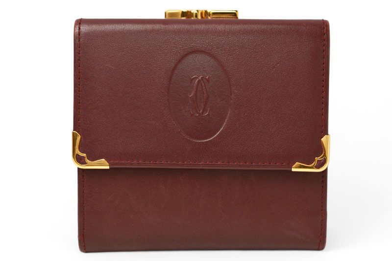 Cartier Folded Wallet Trifold Vintage Cartier Must De Cartier Bordeaux With