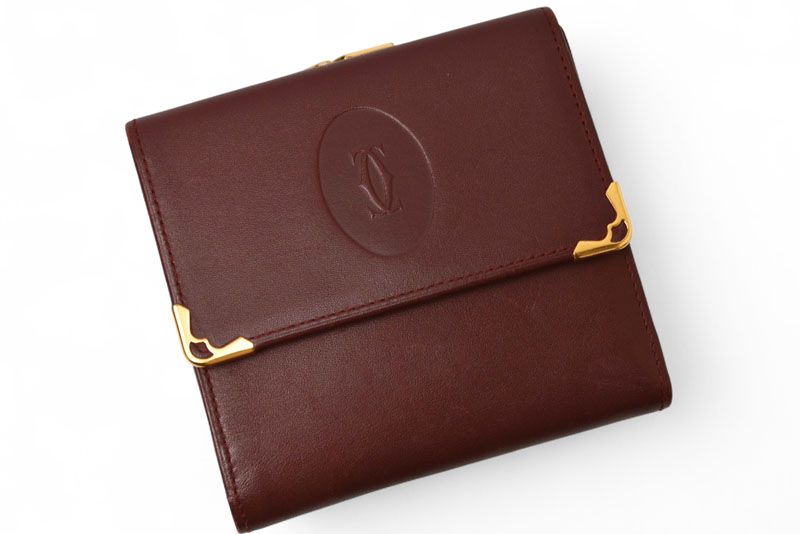 Cartier Folded Wallet Trifold Vintage Cartier Must De Cartier Bordeaux With