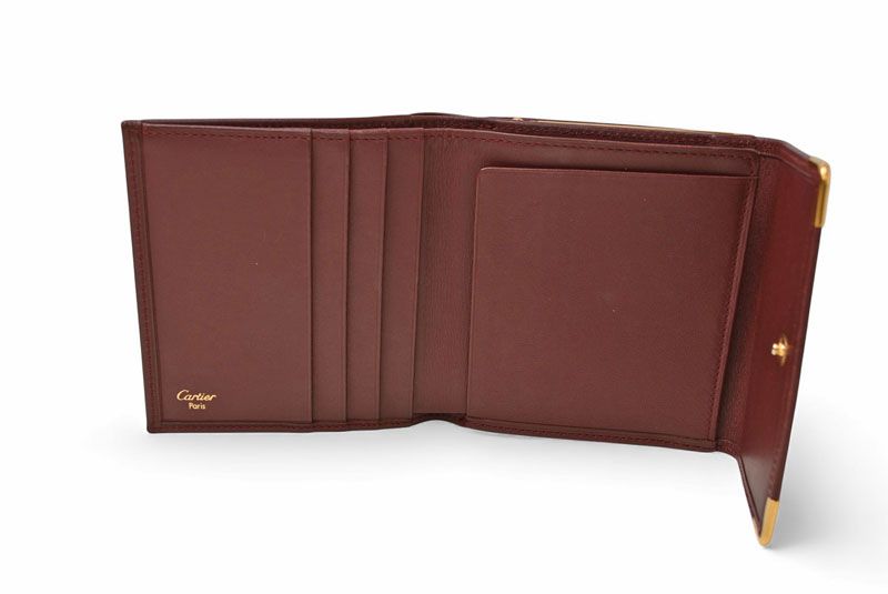 Cartier Folded Wallet Trifold Vintage Cartier Must De Cartier Bordeaux With