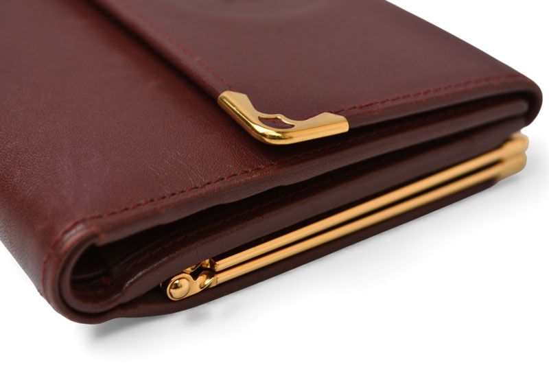 Cartier Folded Wallet Trifold Vintage Cartier Must De Cartier Bordeaux With
