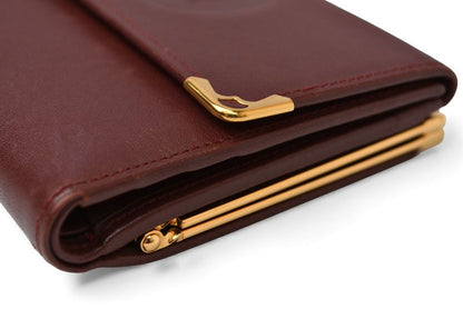 Cartier Folded Wallet Trifold Vintage Cartier Must De Cartier Bordeaux With