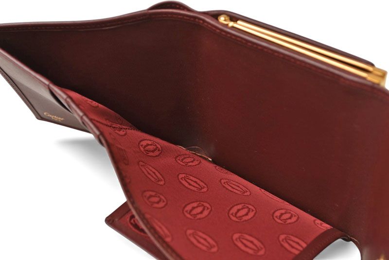 Cartier Folded Wallet Trifold Vintage Cartier Must De Cartier Bordeaux With