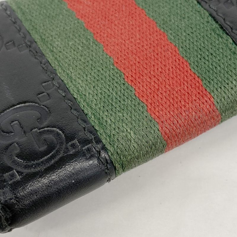 Gucci Key Case Guccissima Sherry Line 408828 Leather Black Silver Hardware Men