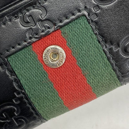 Gucci Key Case Guccissima Sherry Line 408828 Leather Black Silver Hardware Men