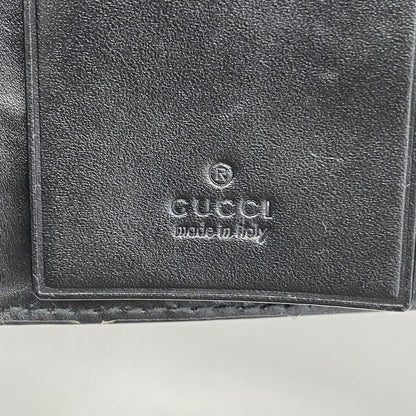 Gucci Key Case Guccissima Sherry Line 408828 Leather Black Silver Hardware Men