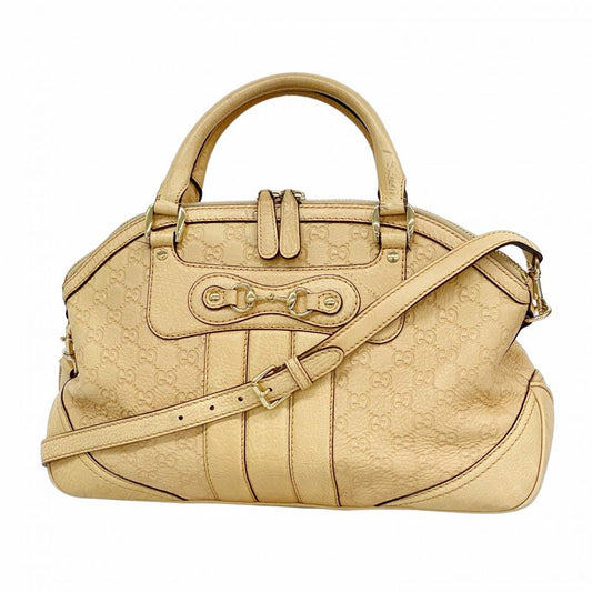 Gucci Handbag Guccissima Horsebit 247286 Leather Beige Chien Pan Gold Hardware