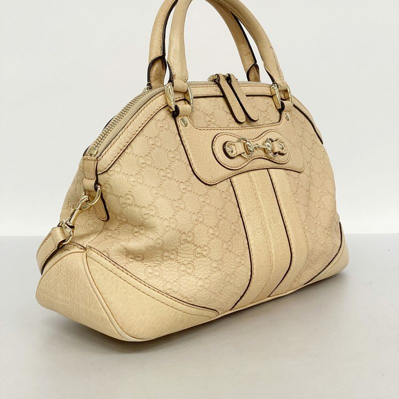 Gucci Handbag Guccissima Horsebit 247286 Leather Beige Chien Pan Gold Hardware
