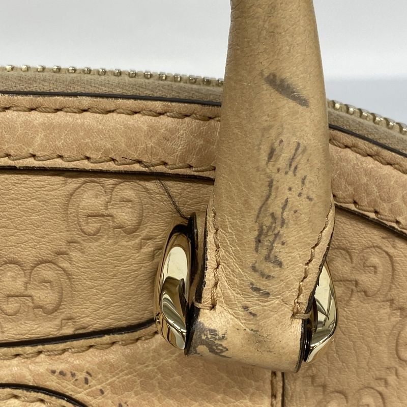 Gucci Handbag Guccissima Horsebit 247286 Leather Beige Chien Pan Gold Hardware