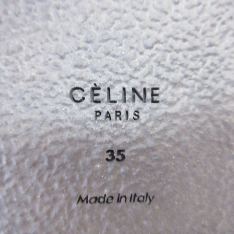 Celine Cross Belt Flat Fur Sandals Size 35 Approx 22.5cm (8.86in) Black Red