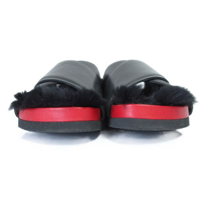 Celine Cross Belt Flat Fur Sandals Size 35 Approx 22.5cm (8.86in) Black Red