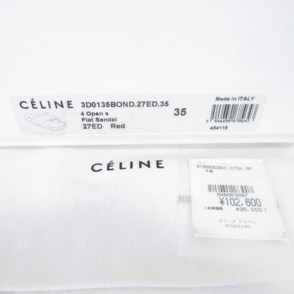 Celine Cross Belt Flat Fur Sandals Size 35 Approx 22.5cm (8.86in) Black Red