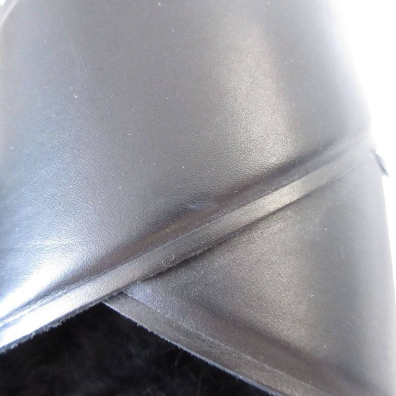 Celine Cross Belt Flat Fur Sandals Size 35 Approx 22.5cm (8.86in) Black Red