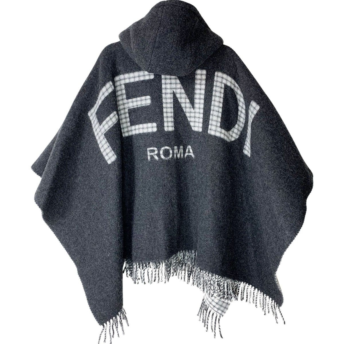 Fendi Hooded Poncho Cape Cloak Fxx707 Gray Ladies