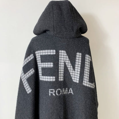 Fendi Hooded Poncho Cape Cloak Fxx707 Gray Ladies