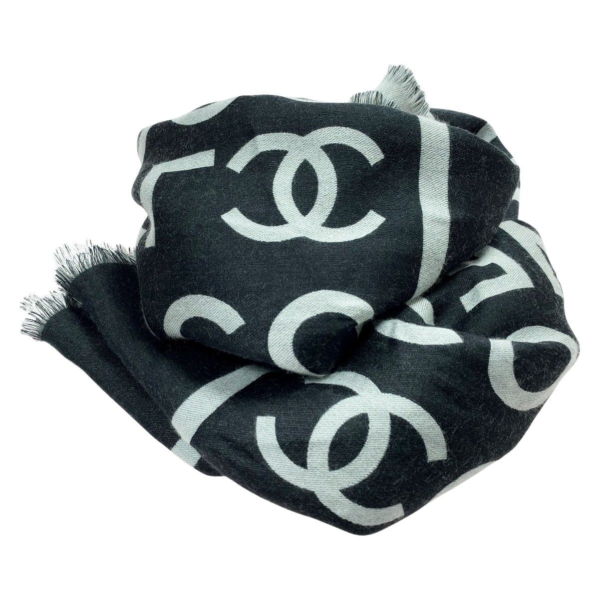 Chanel Coco Large Stole Black X Gray
