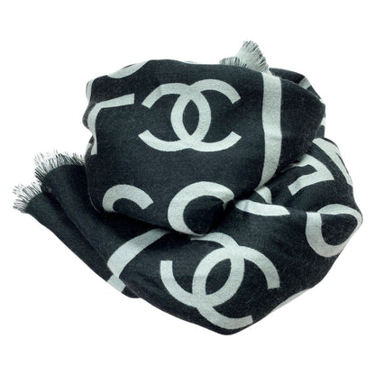 Chanel Coco Large Stole Black X Gray
