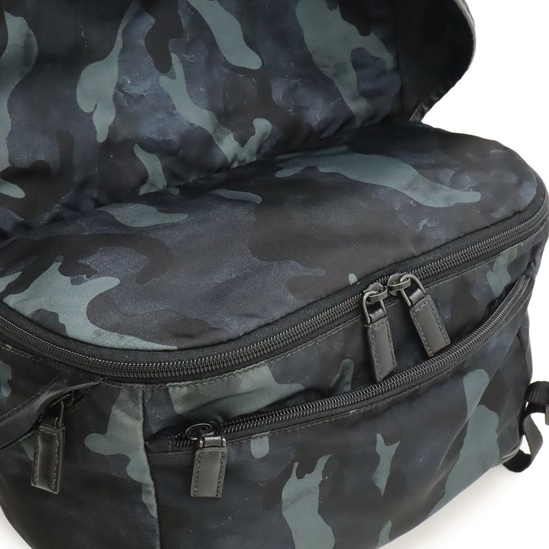 Prada Body Bag Shoulder Bag Messenger Bag Camouflage Nylon Leather Navy