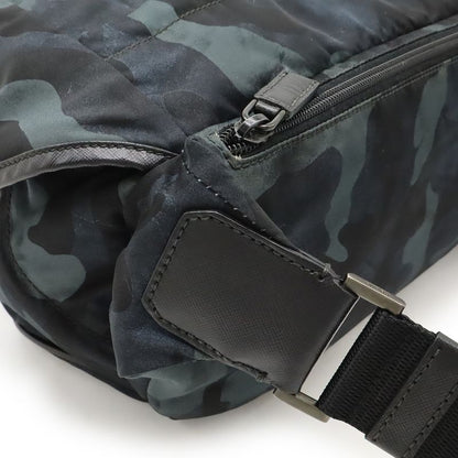Prada Body Bag Shoulder Bag Messenger Bag Camouflage Nylon Leather Navy