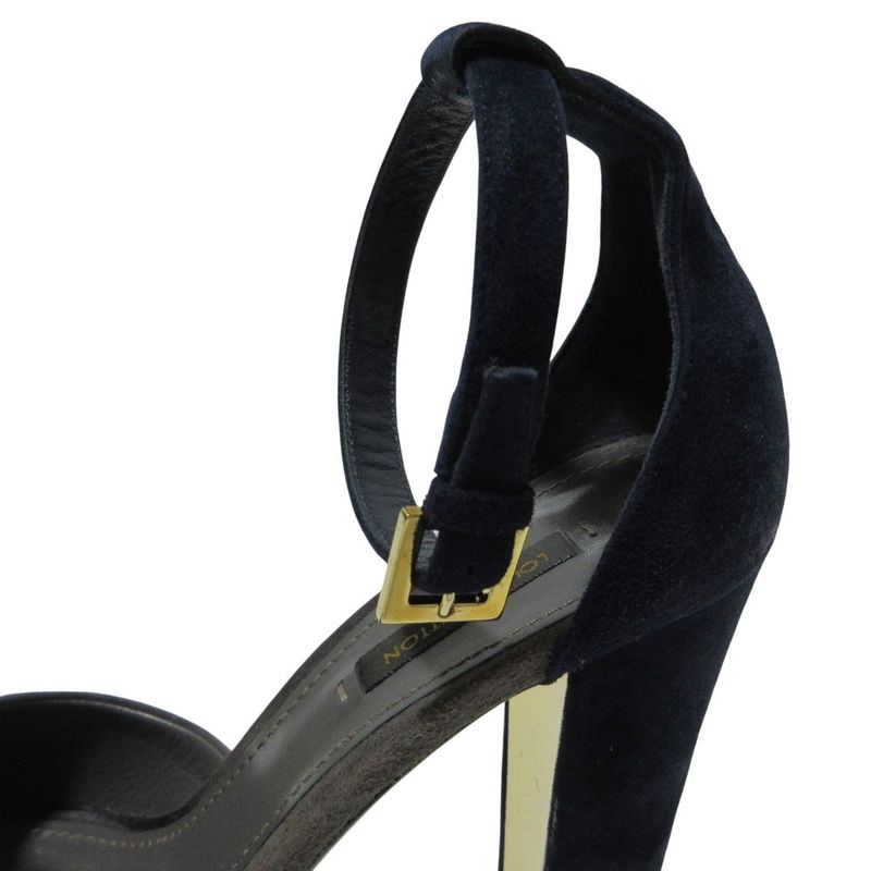 Good Loius Vuitton Louis Vuitton Suede Flower Motif Ankle Strap Sandals 36.5