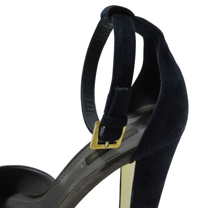 Good Loius Vuitton Louis Vuitton Suede Flower Motif Ankle Strap Sandals 36.5