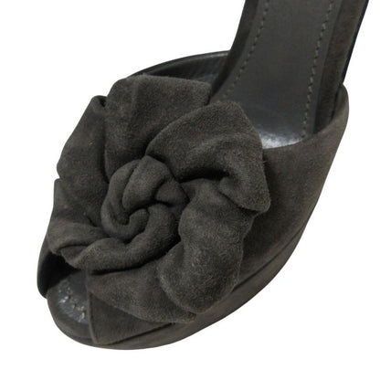 Good Loius Vuitton Louis Vuitton Suede Flower Motif Ankle Strap Sandals 36.5