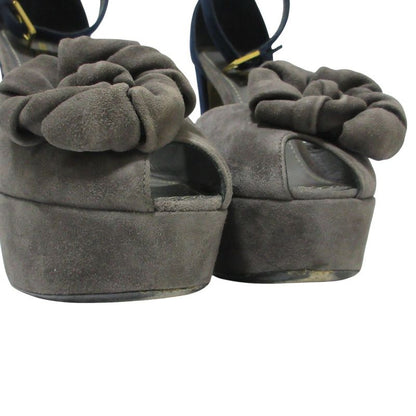 Good Loius Vuitton Louis Vuitton Suede Flower Motif Ankle Strap Sandals 36.5