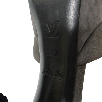 Good Loius Vuitton Louis Vuitton Suede Flower Motif Ankle Strap Sandals 36.5