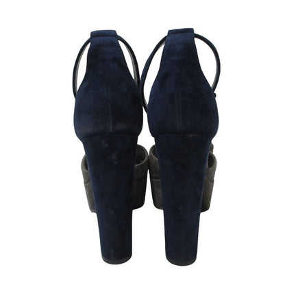 Good Loius Vuitton Louis Vuitton Suede Flower Motif Ankle Strap Sandals 36.5