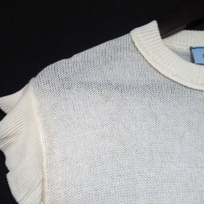 Good Prada Wool Cashmere Blend Ruffle Knit Sweater Size 36 Ivory Women Used