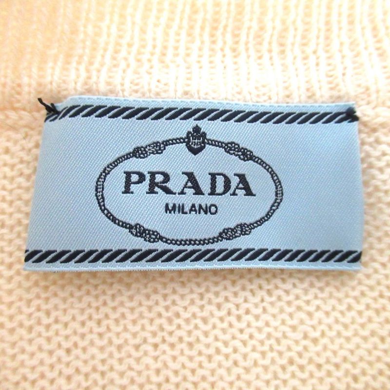 Good Prada Wool Cashmere Blend Ruffle Knit Sweater Size 36 Ivory Women Used