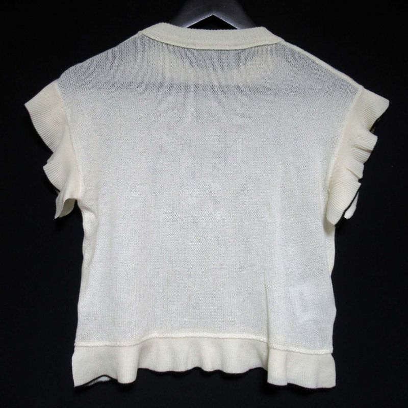 Good Prada Wool Cashmere Blend Ruffle Knit Sweater Size 36 Ivory Women Used