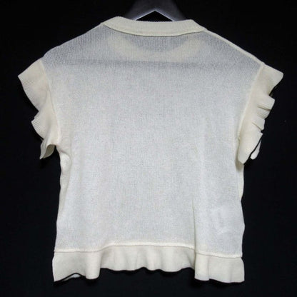 Good Prada Wool Cashmere Blend Ruffle Knit Sweater Size 36 Ivory Women Used