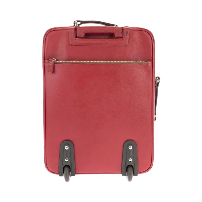 Prada Saffiano Triangle Logo Plate Red Silver Hardware Leather Vv030k Carrying