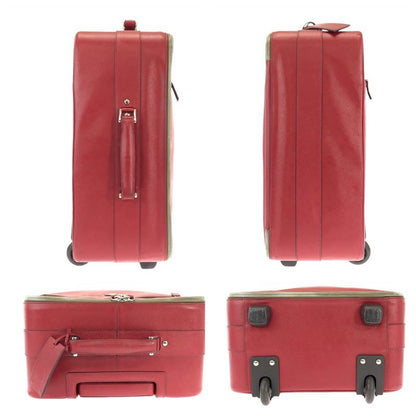 Prada Saffiano Triangle Logo Plate Red Silver Hardware Leather Vv030k Carrying