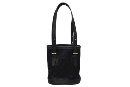 Louis Vuitton Monogram Satin Little Bucket Handbag Leather Black Silver
