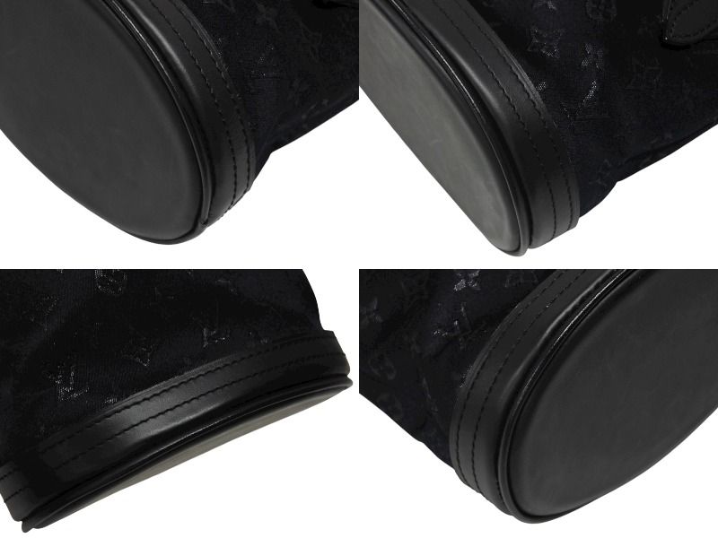 Louis Vuitton Monogram Satin Little Bucket Handbag Leather Black Silver — view 6