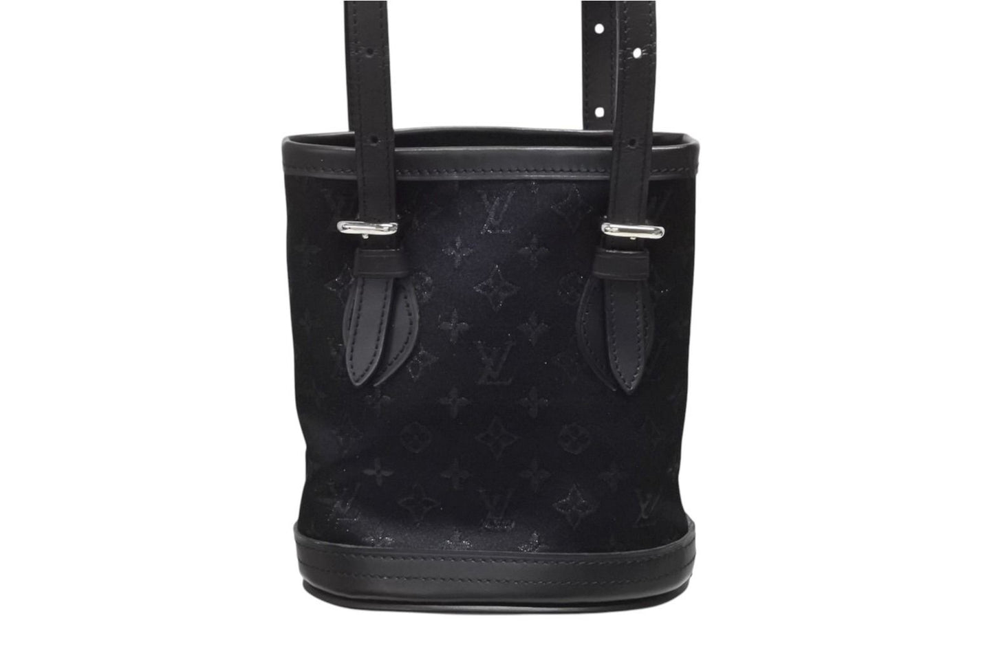 Louis Vuitton Monogram Satin Little Bucket Handbag Leather Black Silver — view 2