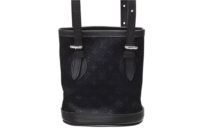 Louis Vuitton Monogram Satin Little Bucket Handbag Leather Black Silver — view 2