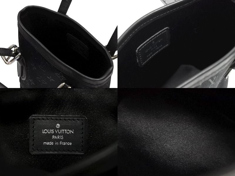 Louis Vuitton Monogram Satin Little Bucket Handbag Leather Black Silver — view 8