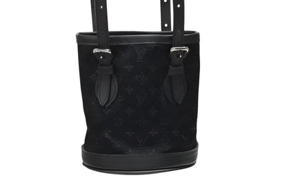 Louis Vuitton Monogram Satin Little Bucket Handbag Leather Black Silver — view 3