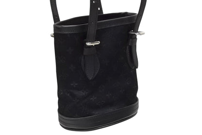 Louis Vuitton Monogram Satin Little Bucket Handbag Leather Black Silver — view 4
