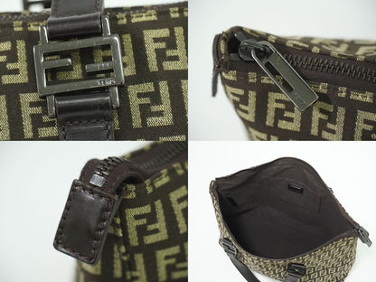 Authentic Fendi Zucchino Tote Handbag Canvas Brown 8bh138 Zucchino Bag Pre-owned